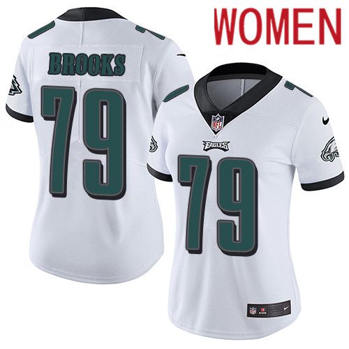 Women Philadelphia Eagles 79 Brandon Brooks Nike White Vapor Limited NFL Jersey